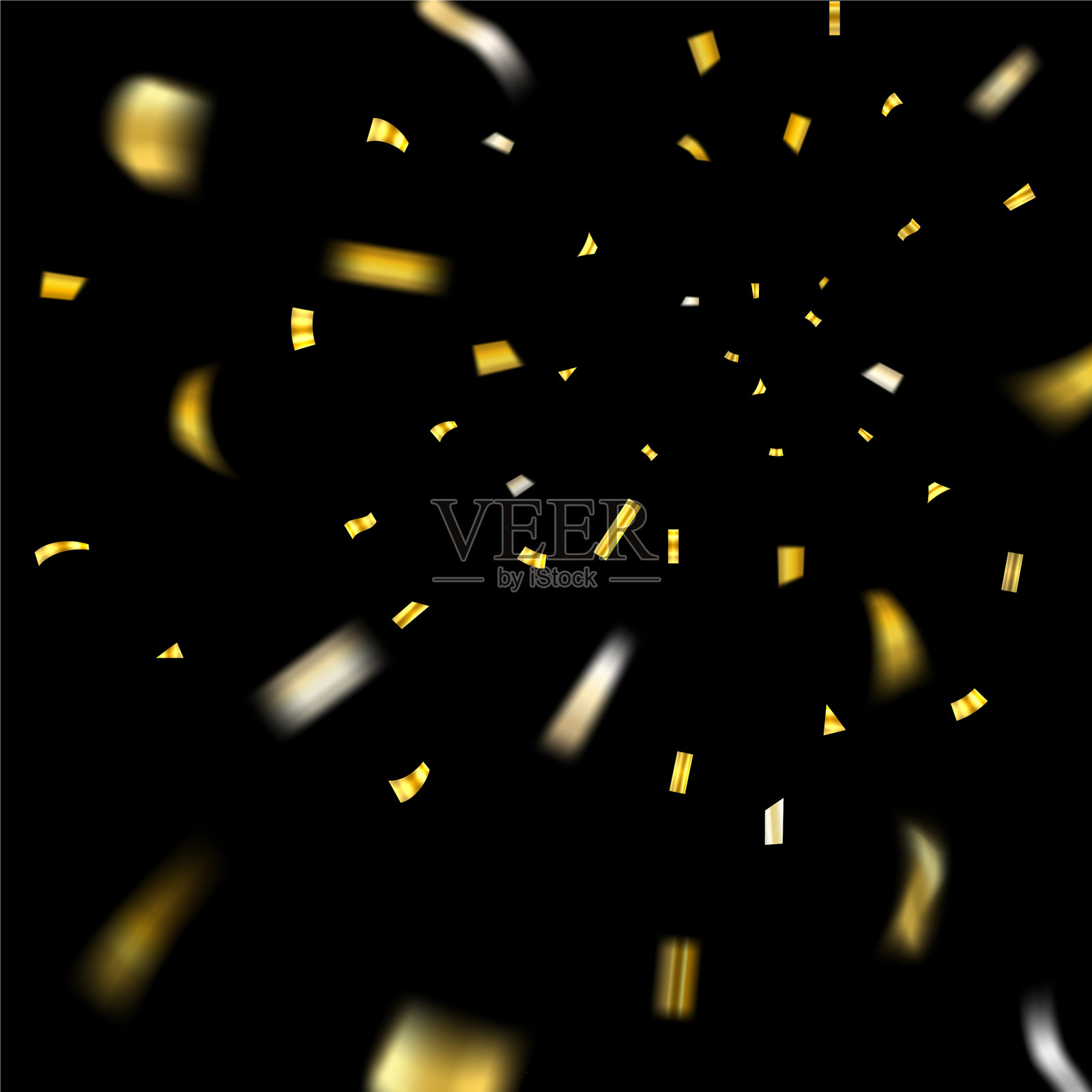 金色碎纸爆炸隔离背景插画图片素材