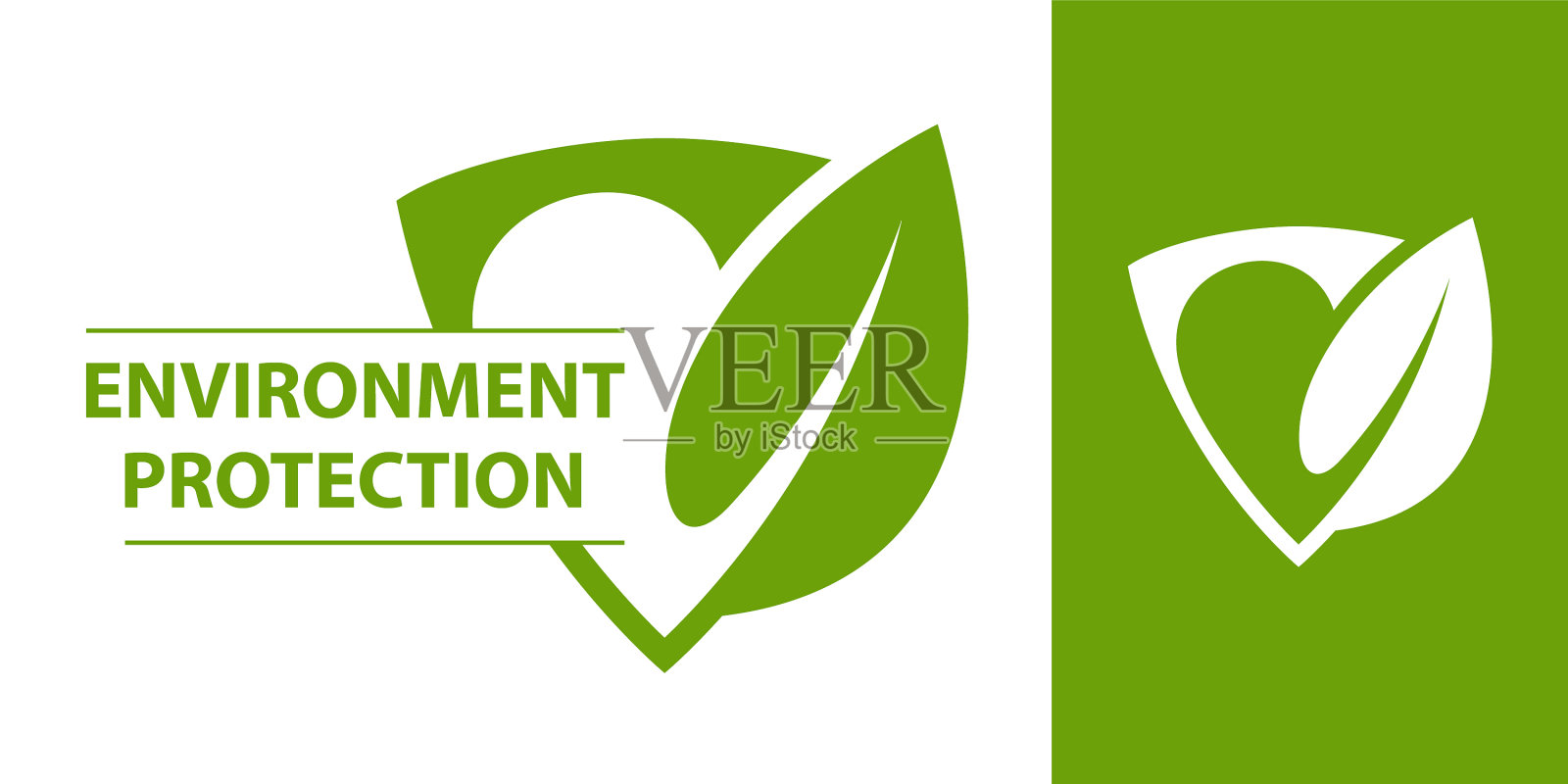 生态标志盾与树叶插画图片素材