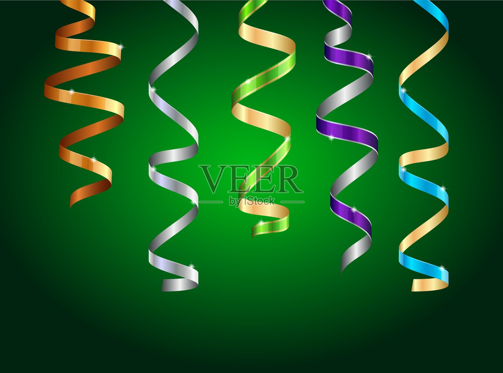 深色的多色卷曲的溪流缎带插画图片素材