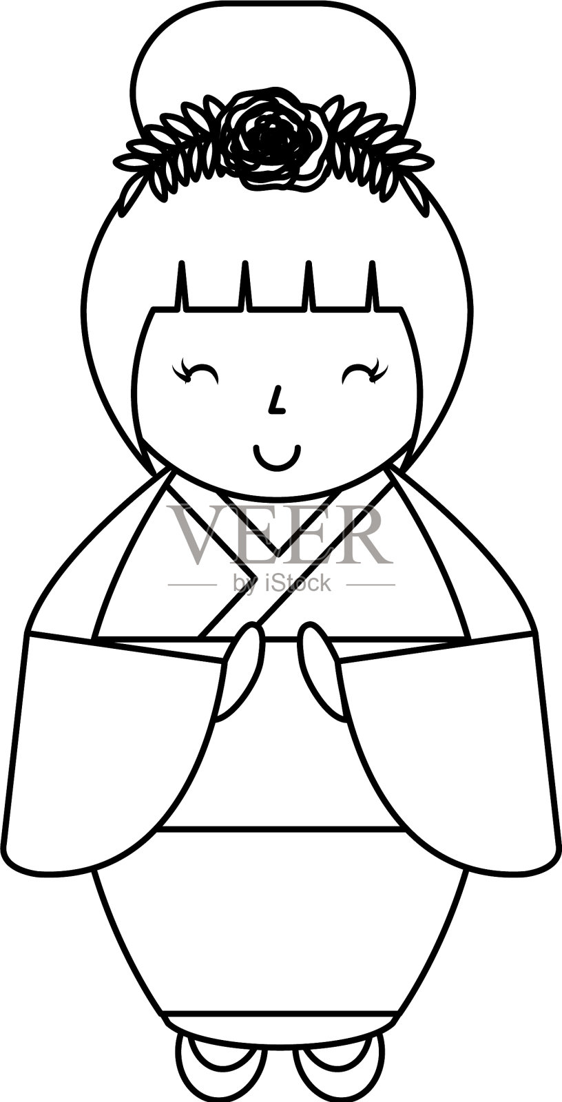 可爱的日本娃娃图标设计元素图片