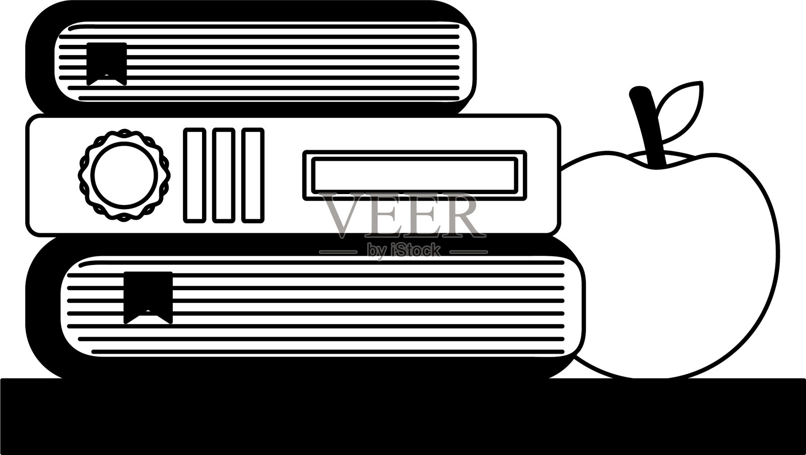 书和苹果学校堆在桌子上设计元素图片