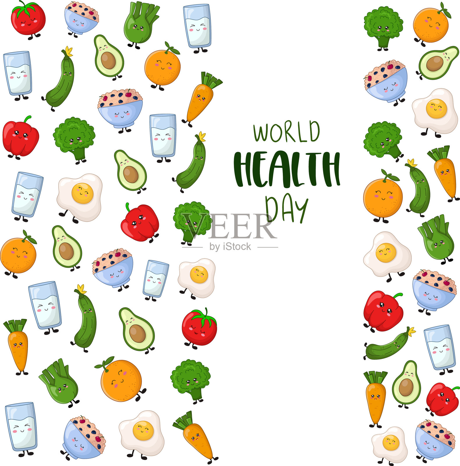 卡哇伊的食物收集插画图片素材