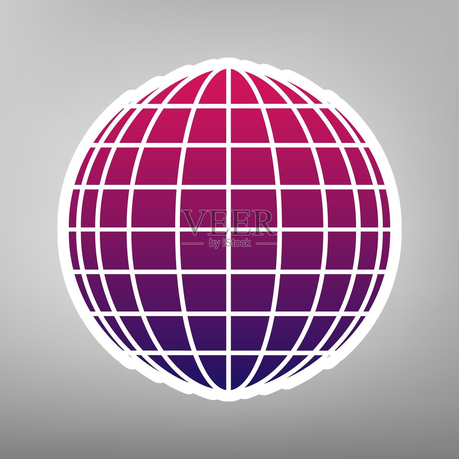 地球标志紫色渐变图标上插画图片素材