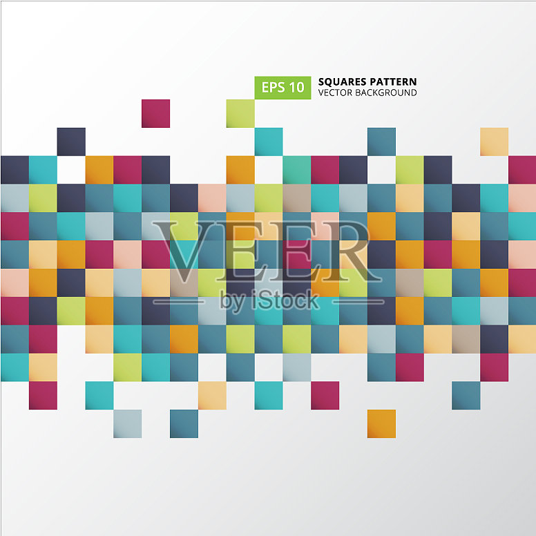 抽象彩色方块图案像素插画图片素材