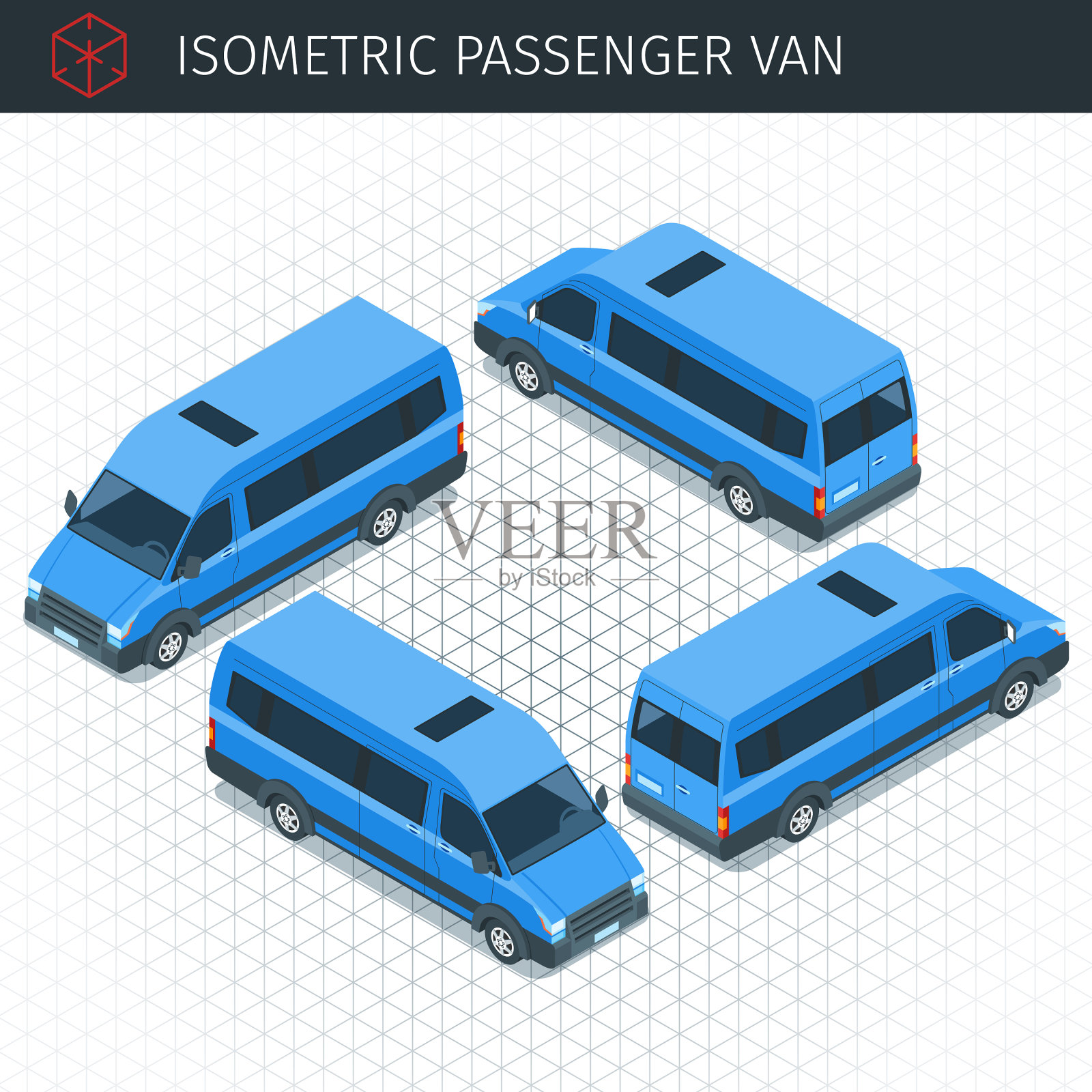 等距小巴车插画图片素材