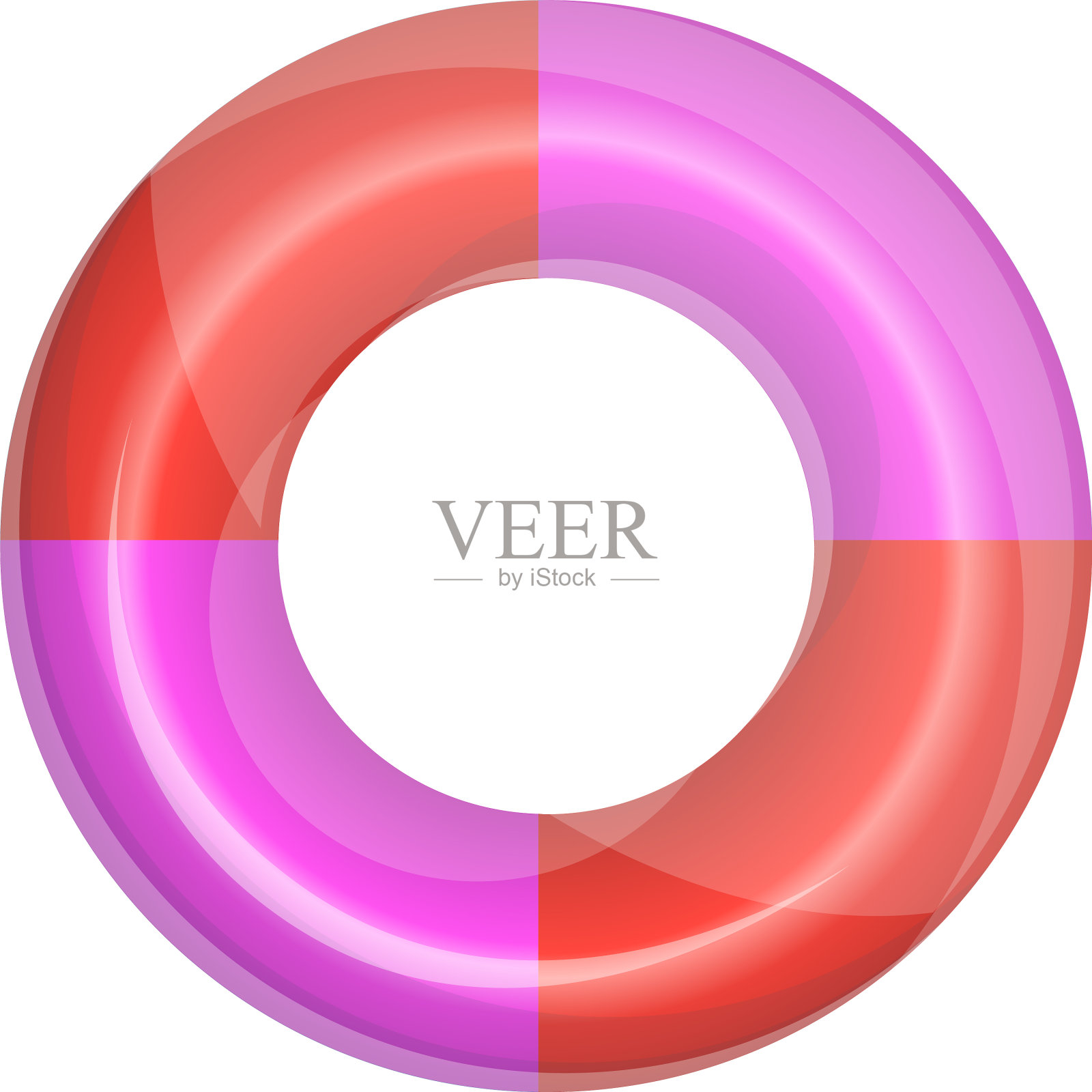 红色的粉红色膨胀的戒指图标卡通风格图标素材