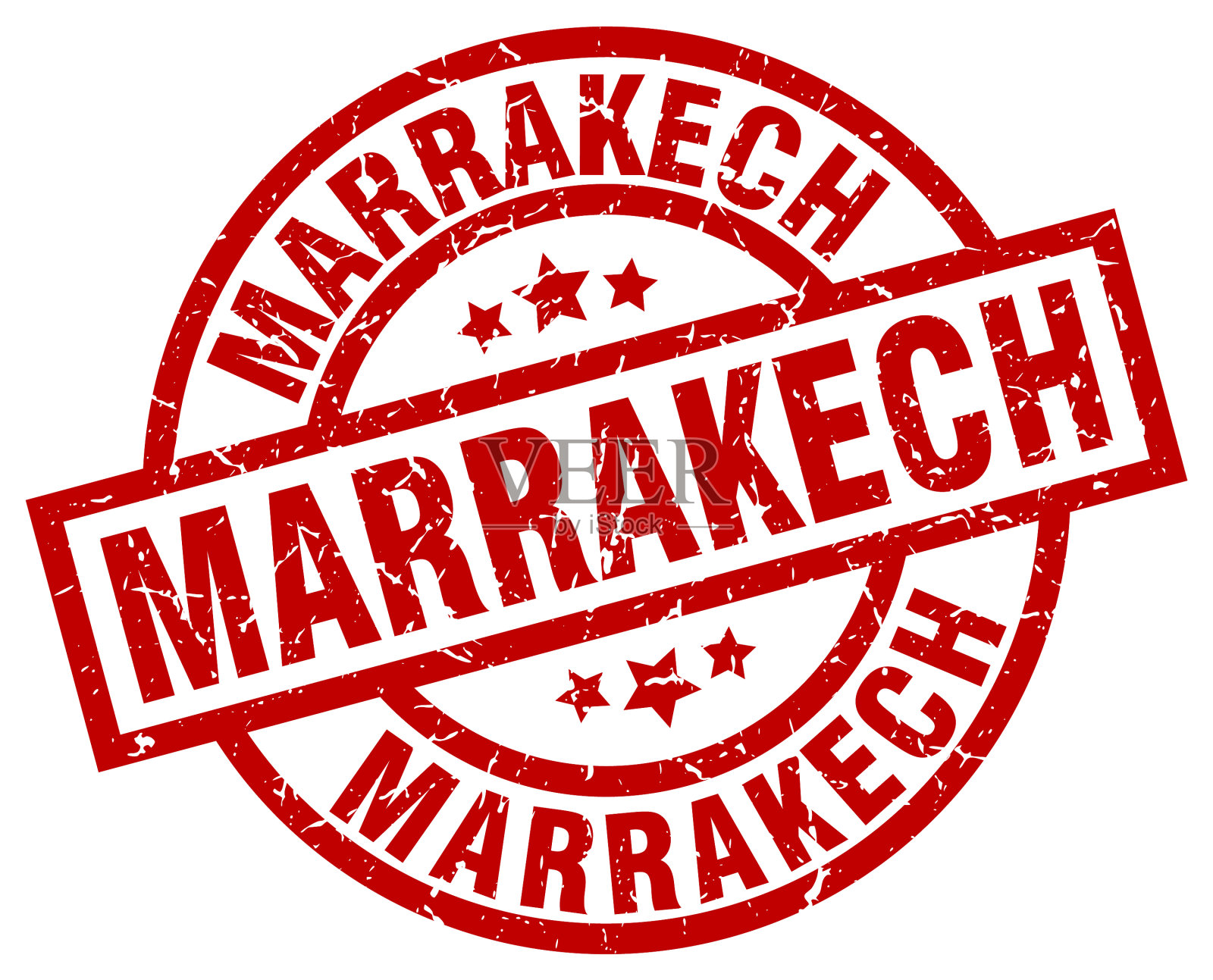马拉喀什红色圆形垃圾邮票插画图片素材