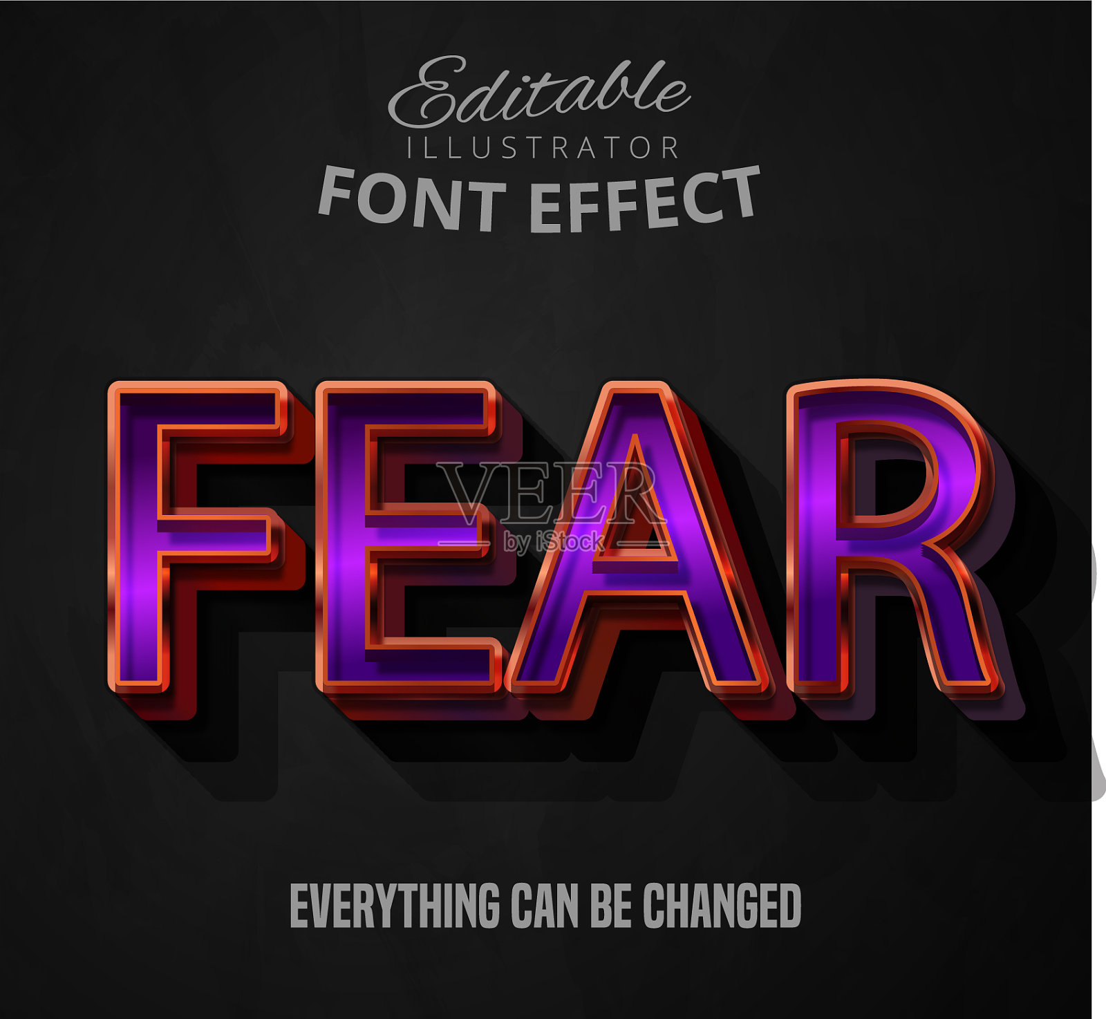 害怕文本可编辑的字体效果插画图片素材