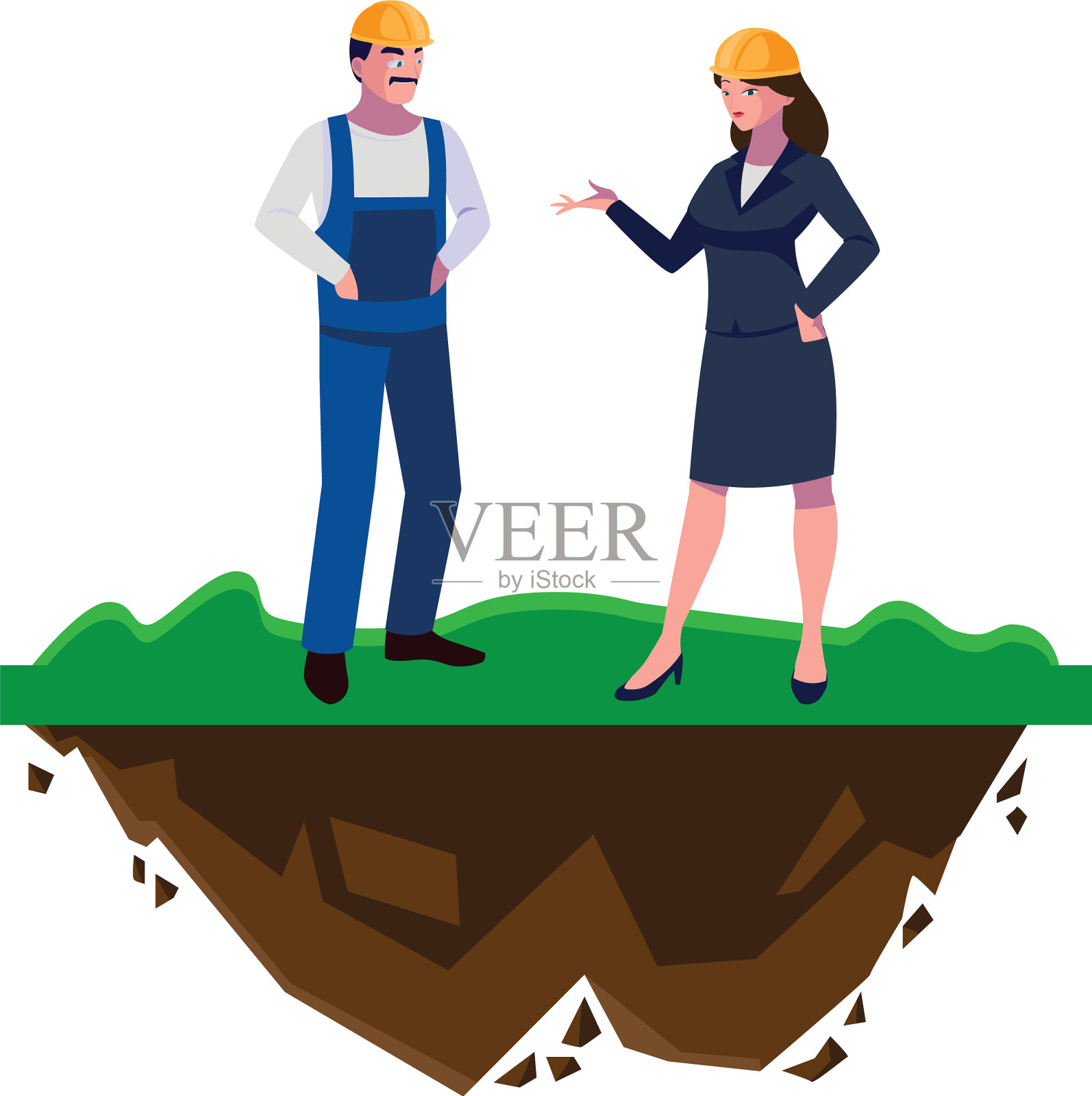男建造师和女工程师插画图片素材