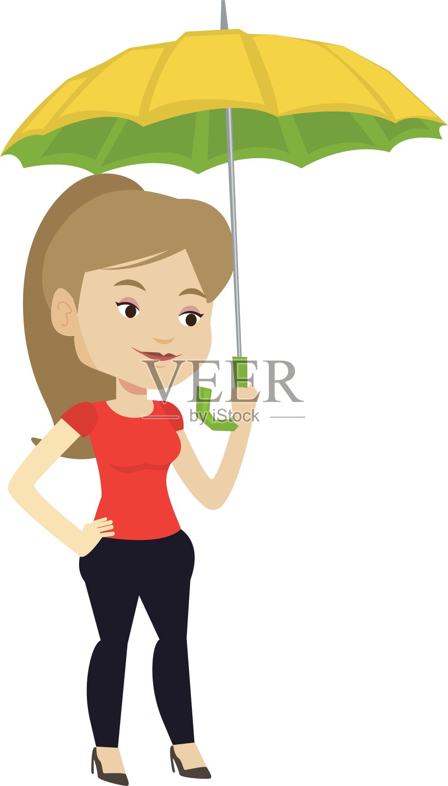 商业女性保险代理与伞设计元素图片