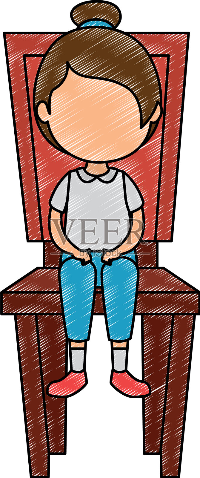 可爱的小女孩在椅子的角色设计元素图片