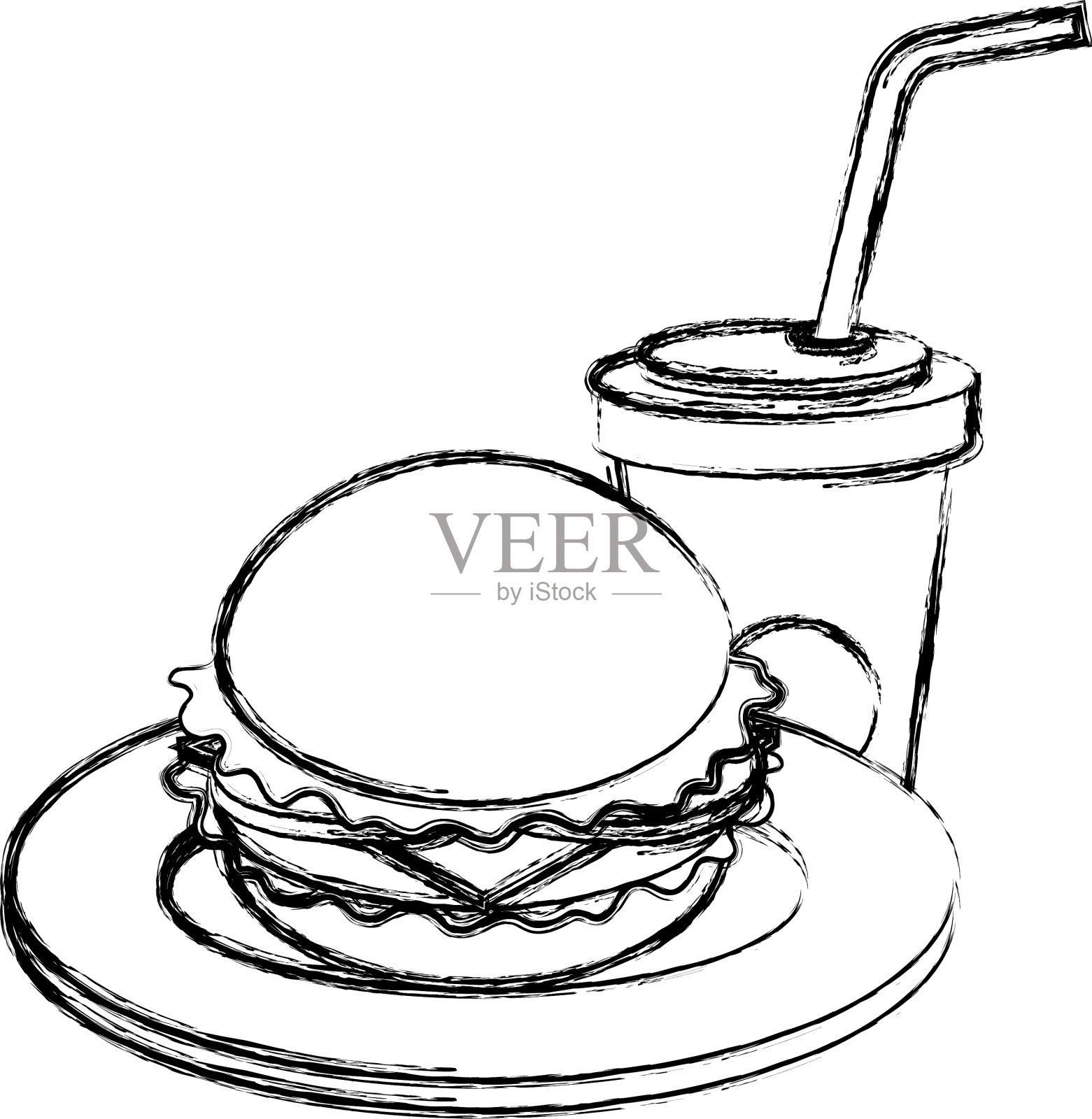 美味的汉堡配苏打水设计元素图片