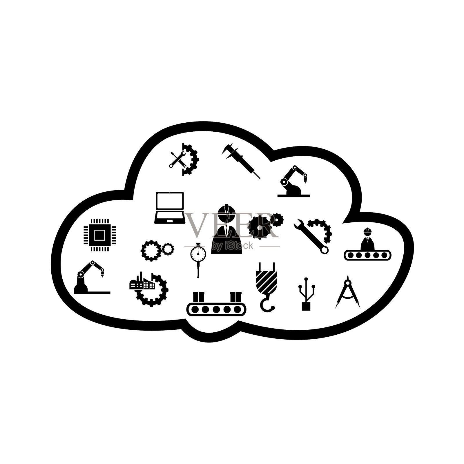 云工程概念图标素材