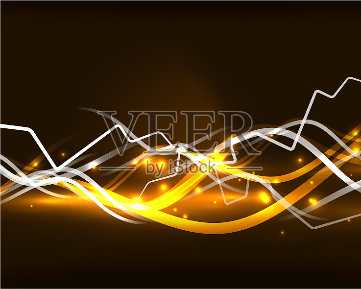 发光的波浪线模板插画图片素材