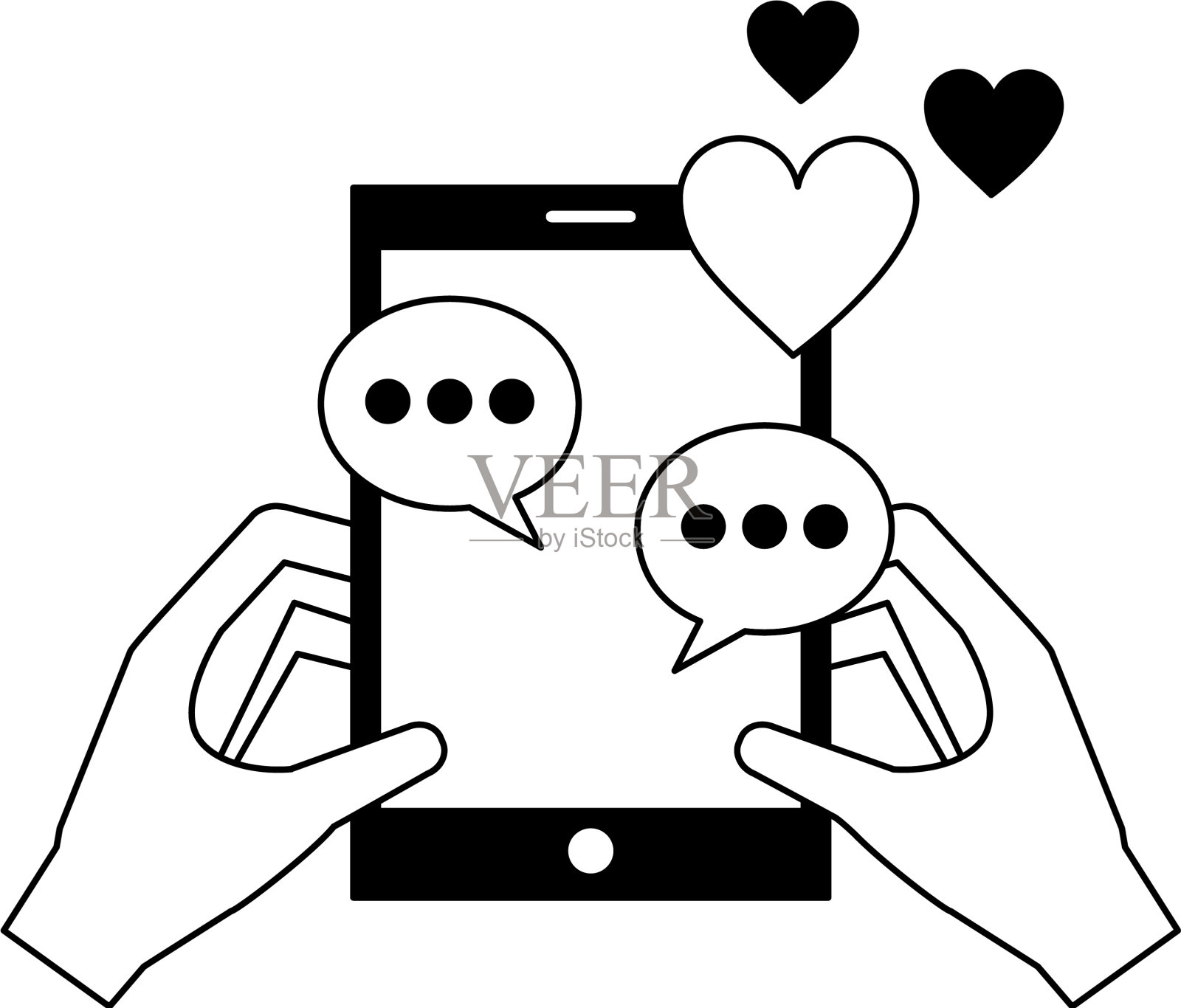 手牵手用智能手机聊天谈情说爱设计元素图片