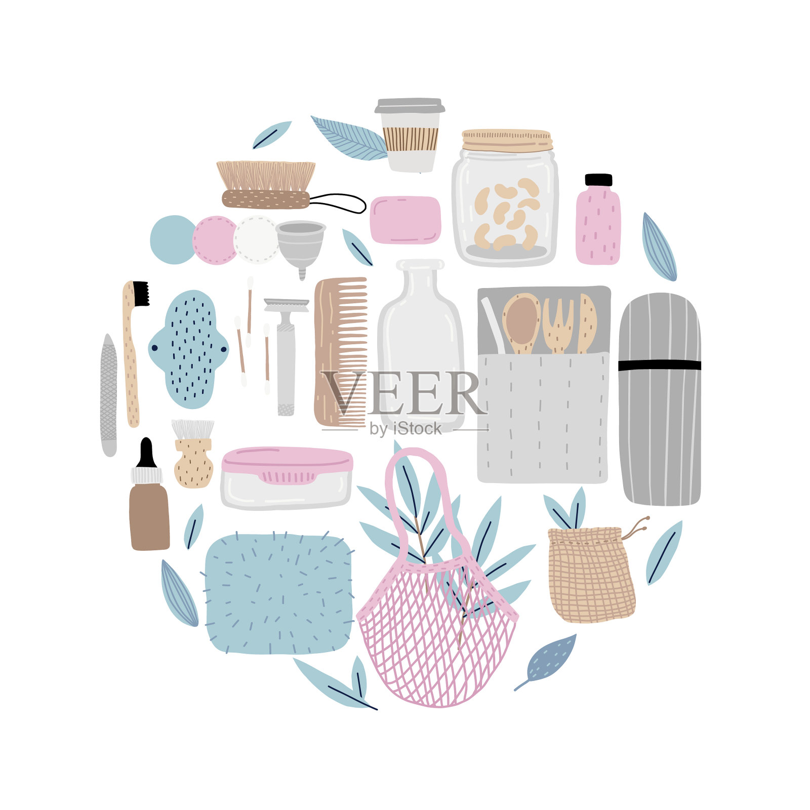 没有塑料的生态生活方式设计元素图片