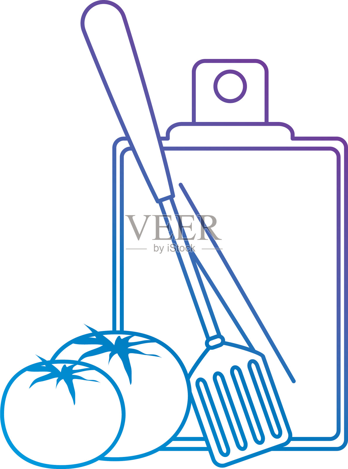 新鲜番茄配砧板和刀叉设计元素图片