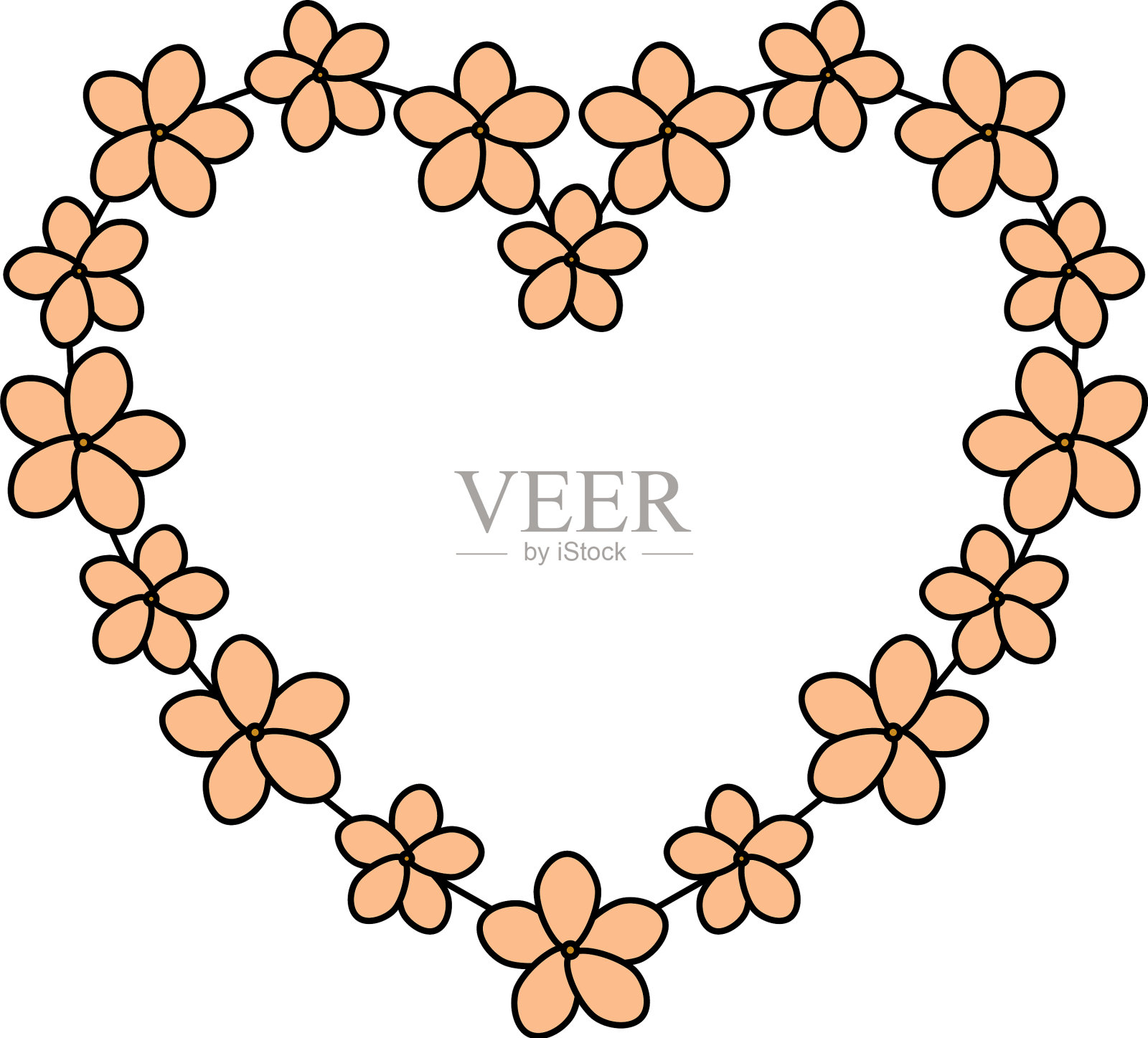 漂亮的心形花朵设计元素图片