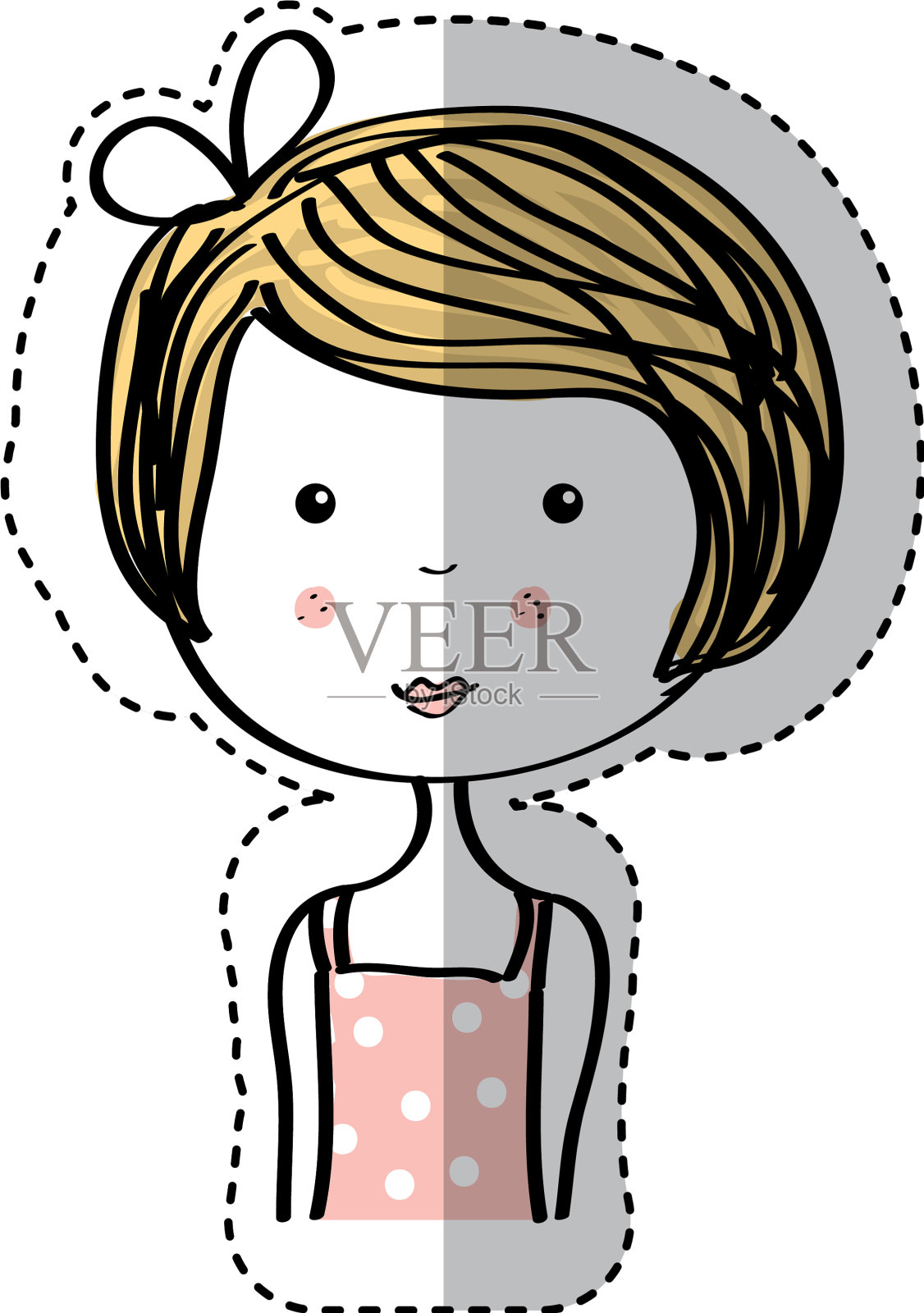 小女孩在画孤立的图标设计元素图片