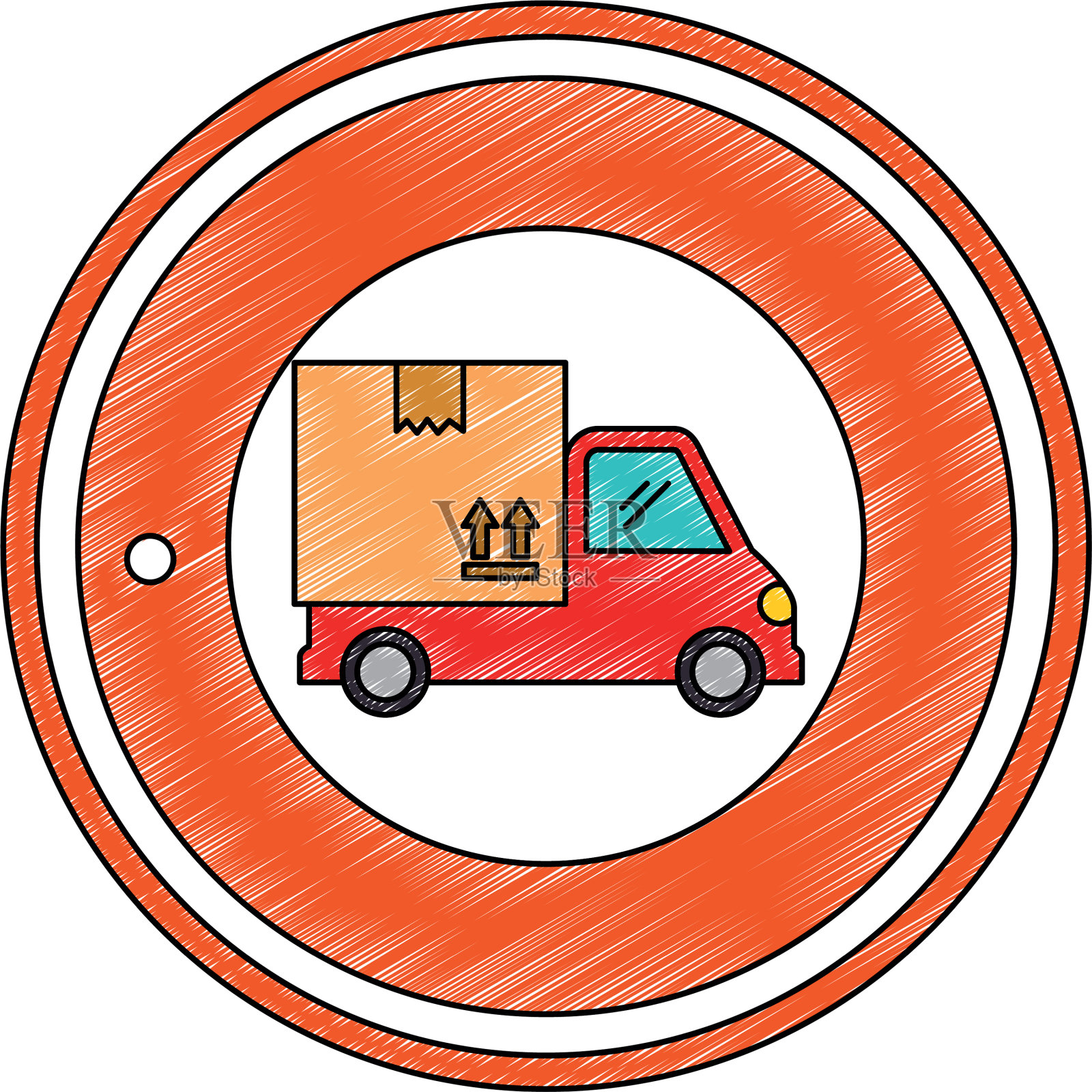 快递服务车盖章设计元素图片