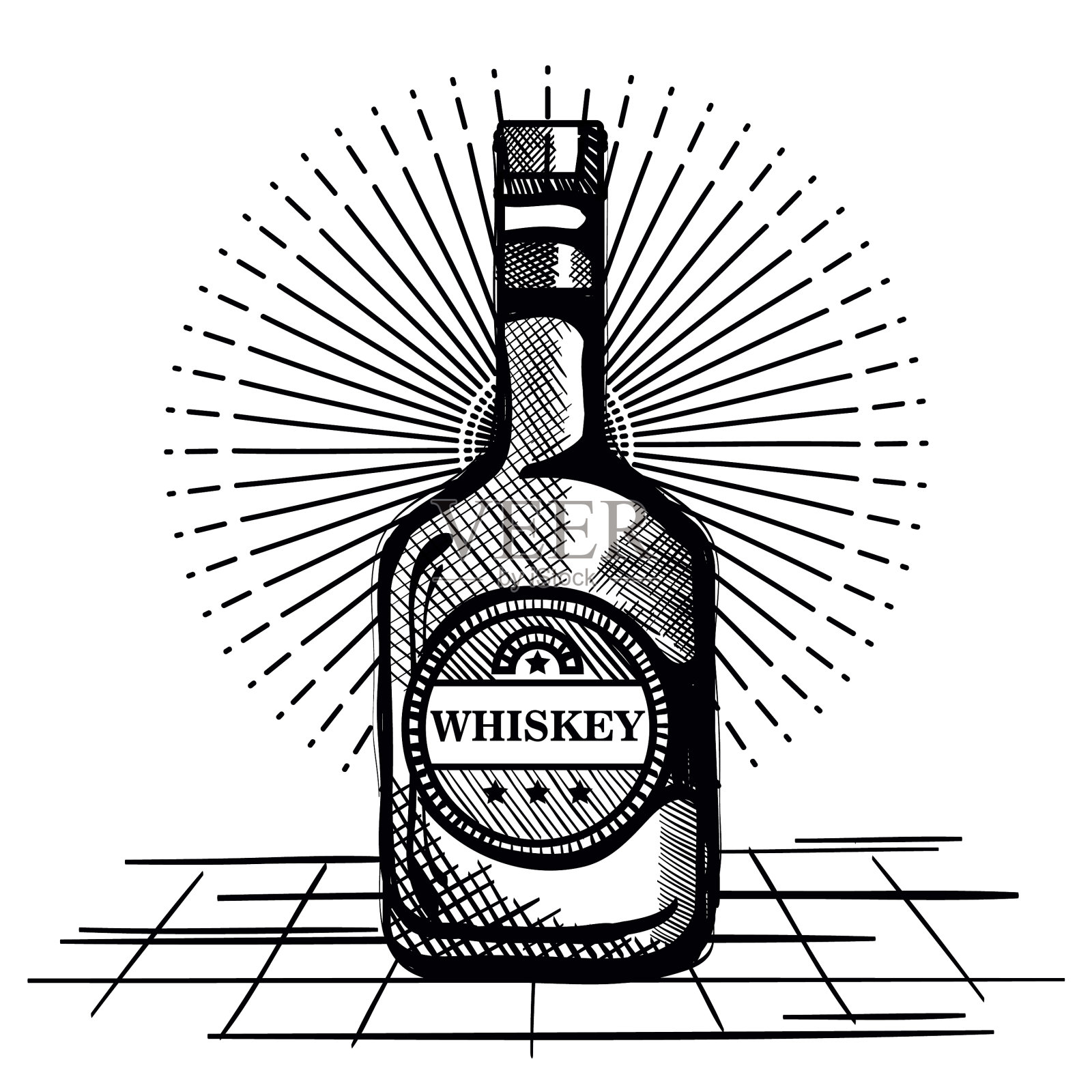 最好的威士忌酒瓶drawn标签设计元素图片