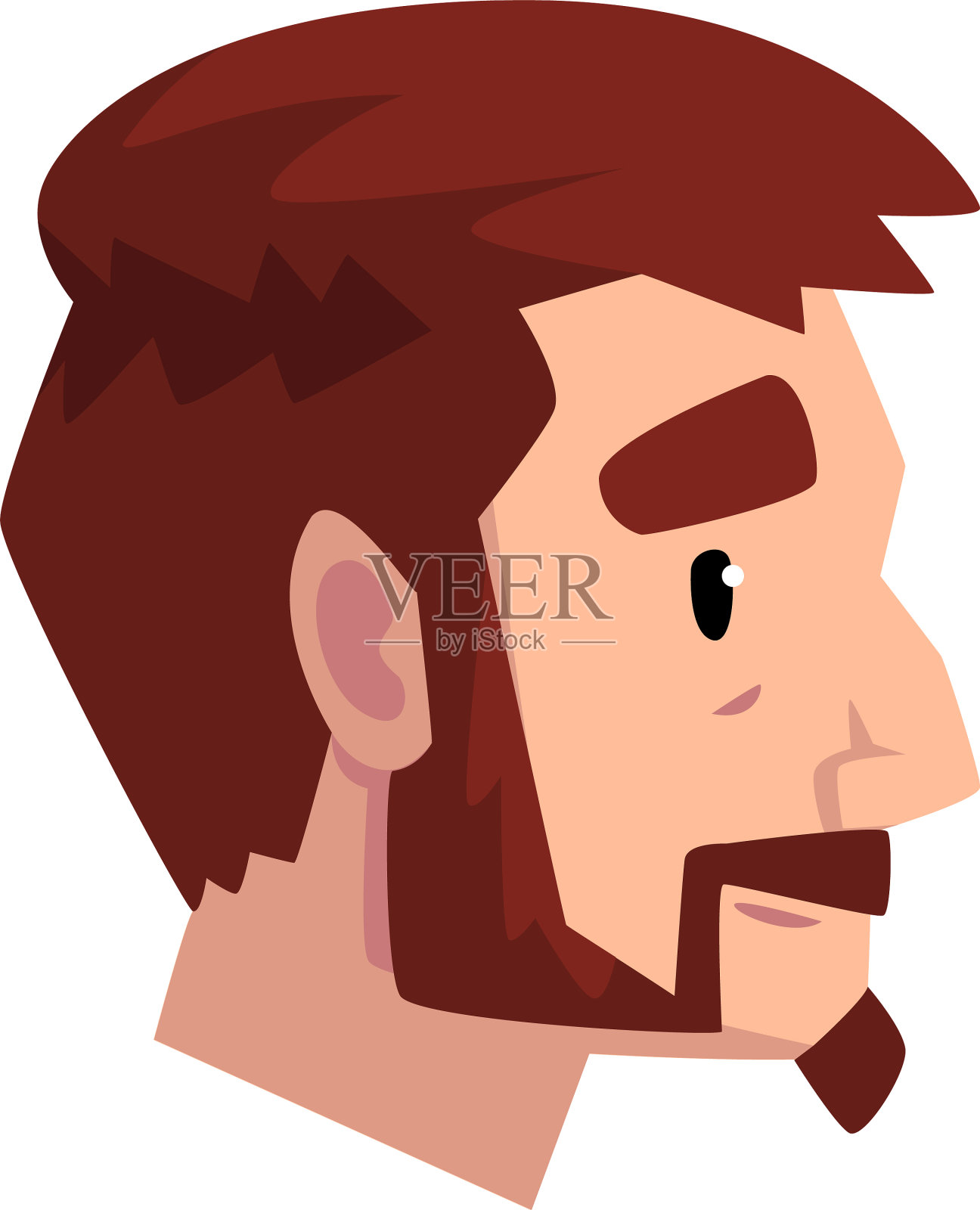 一头棕色头发的留着胡子的年轻男子的头像设计元素图片