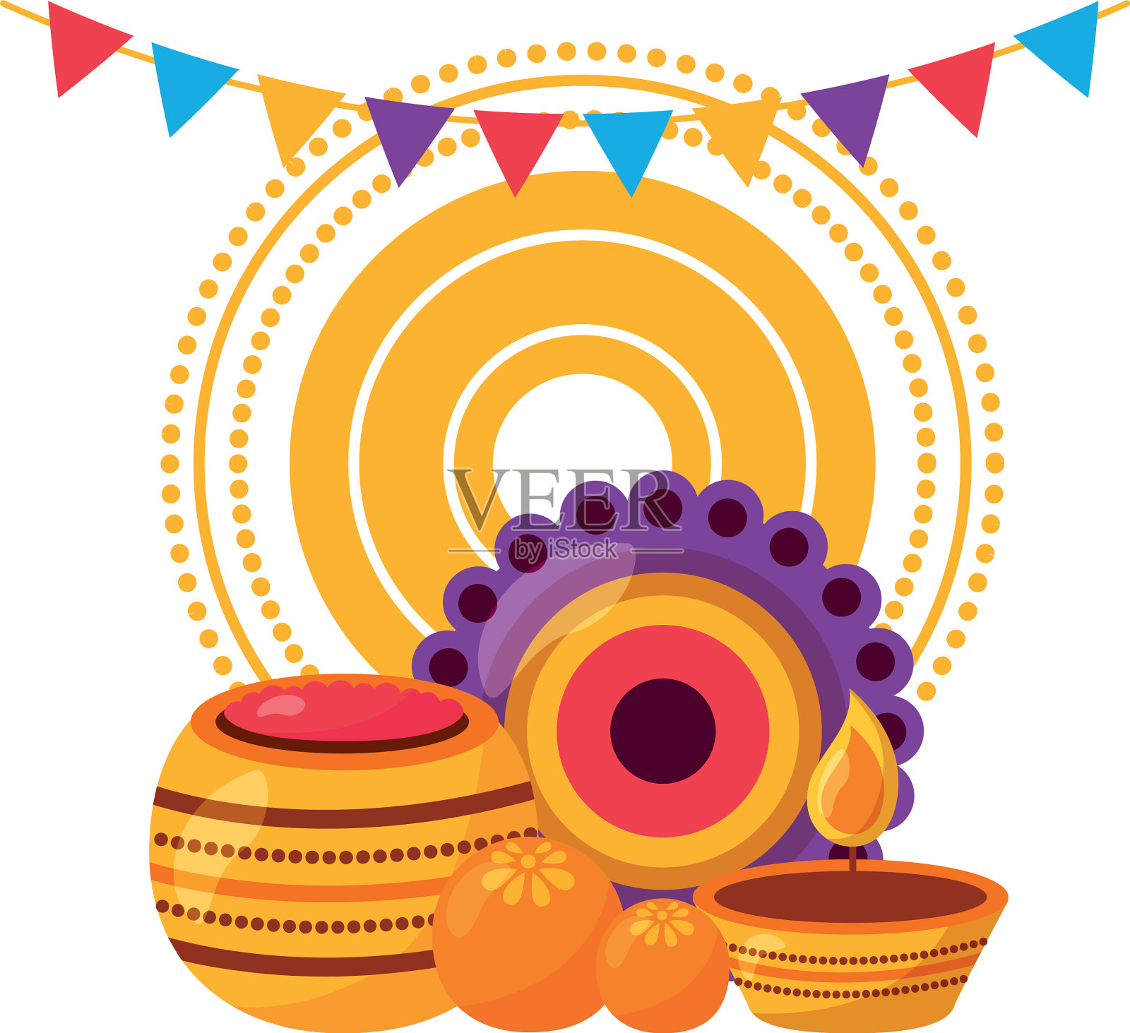 孤立的拉克沙班丹设计设计元素图片