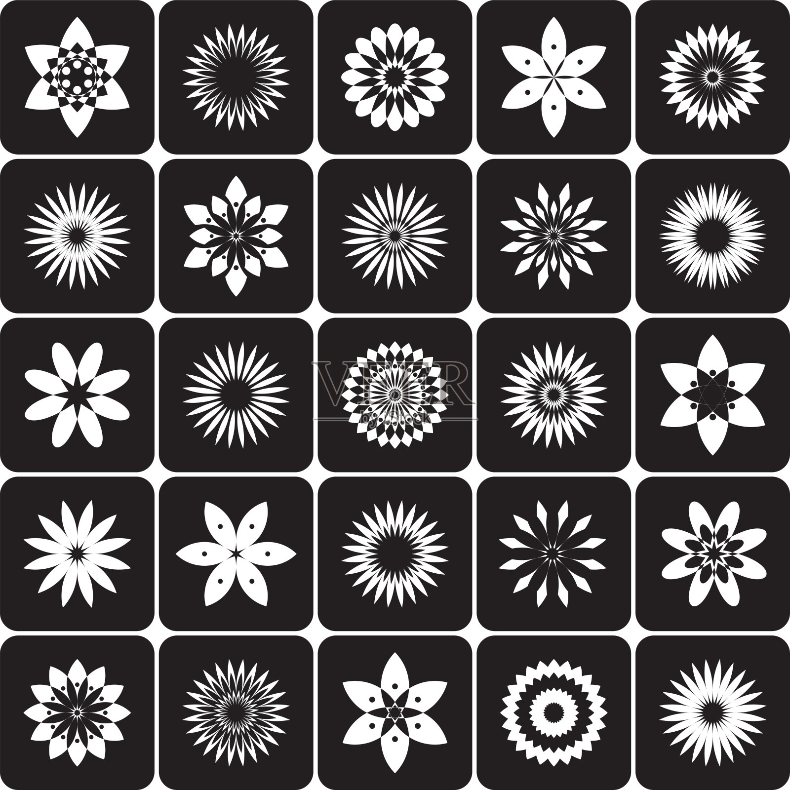 抽象的花卉设计元素。装饰图标。插画图片素材