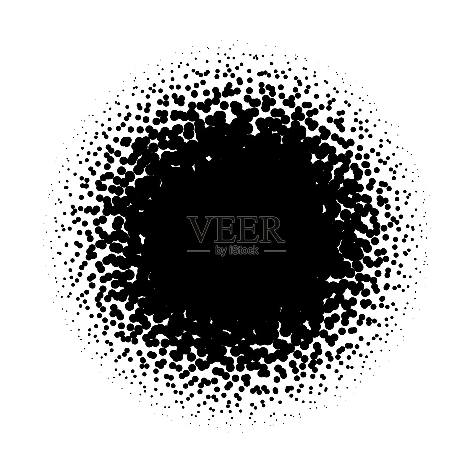 随机喷黑点的半色调圈设计元素图片