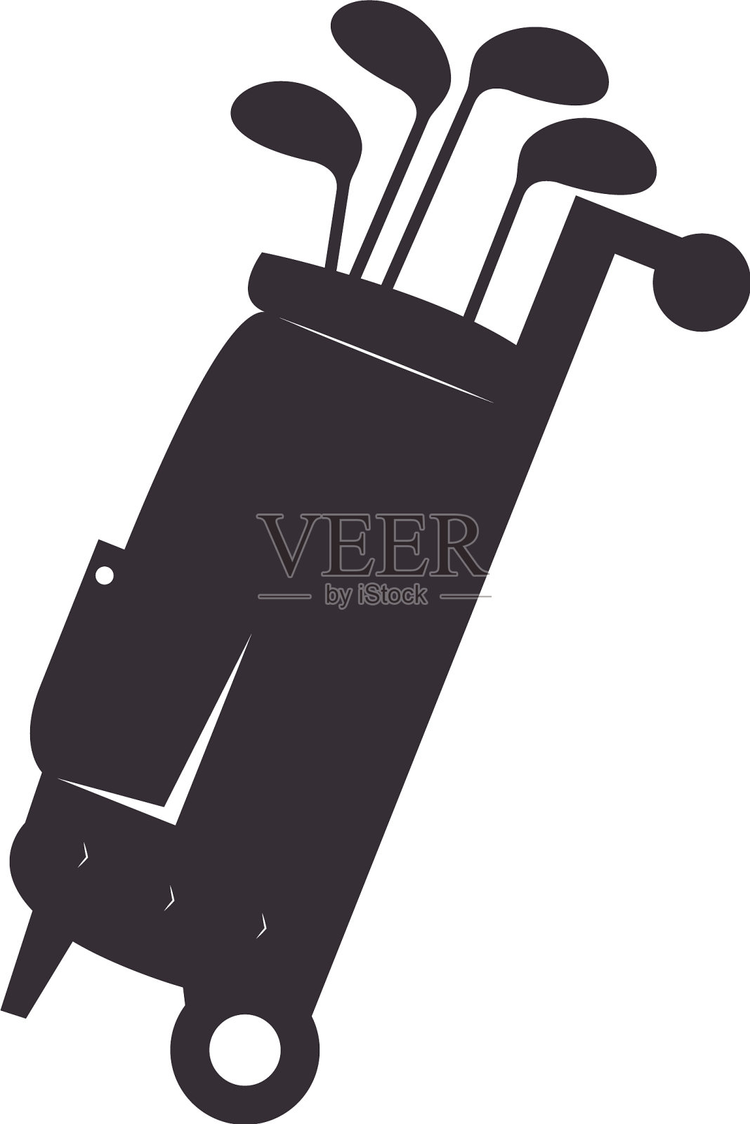 高尔夫球杆袋孤立图标设计元素图片