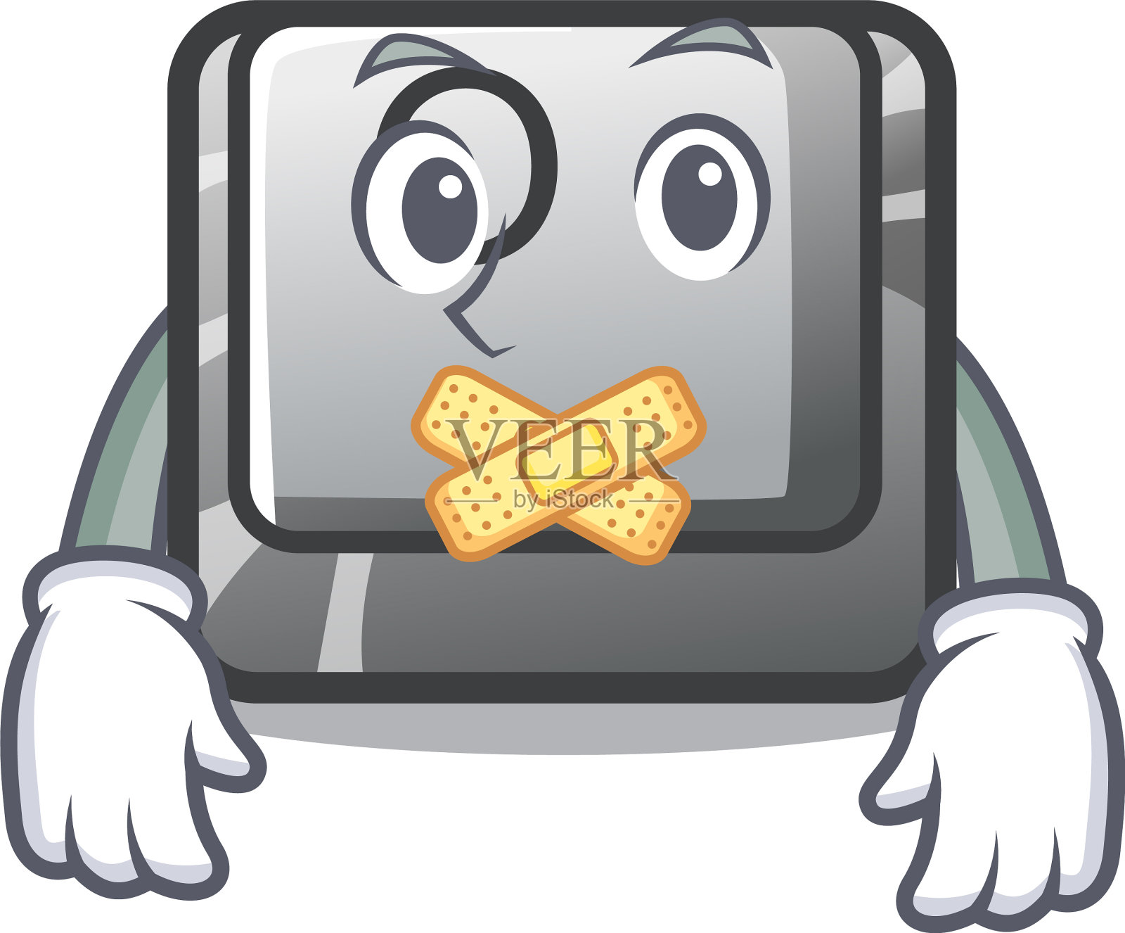 静音按钮安装在吉祥物电脑上设计元素图片