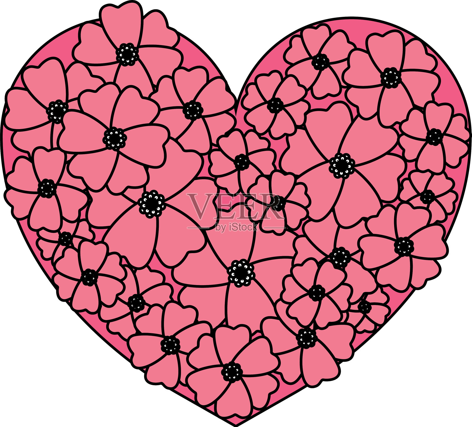 漂亮的心形花朵设计元素图片