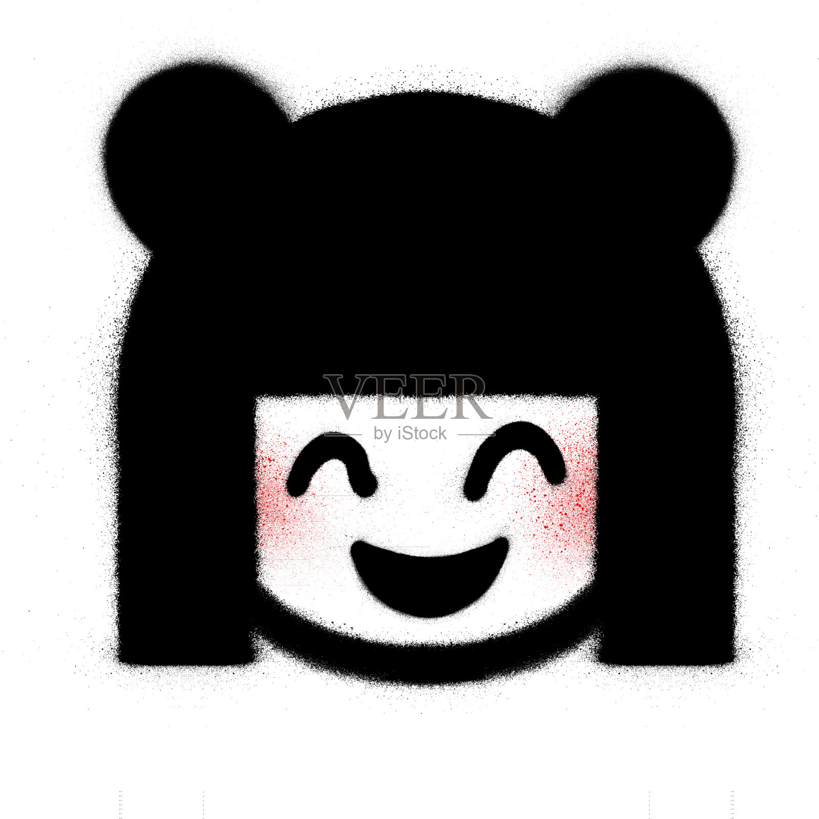 涂鸦可爱的kokoeshi图标喷在白色设计元素图片