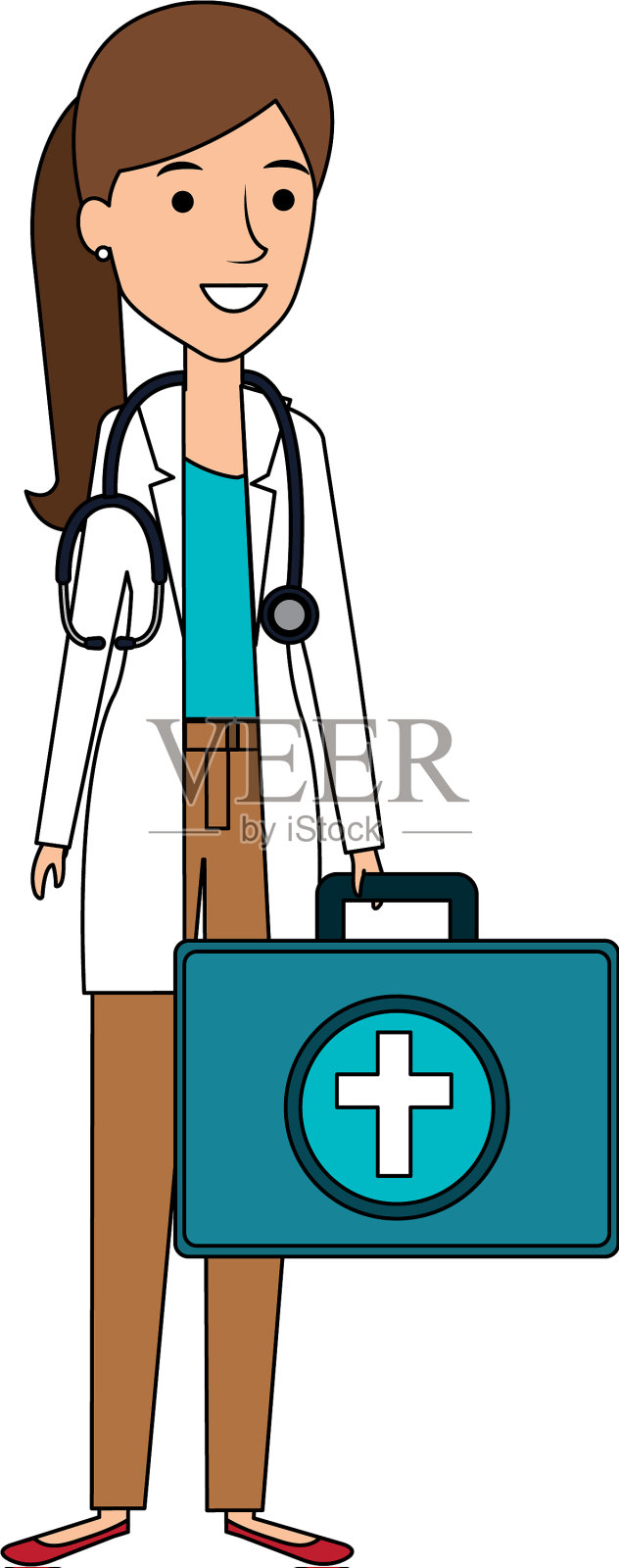 女医生与医疗套件的化身设计元素图片