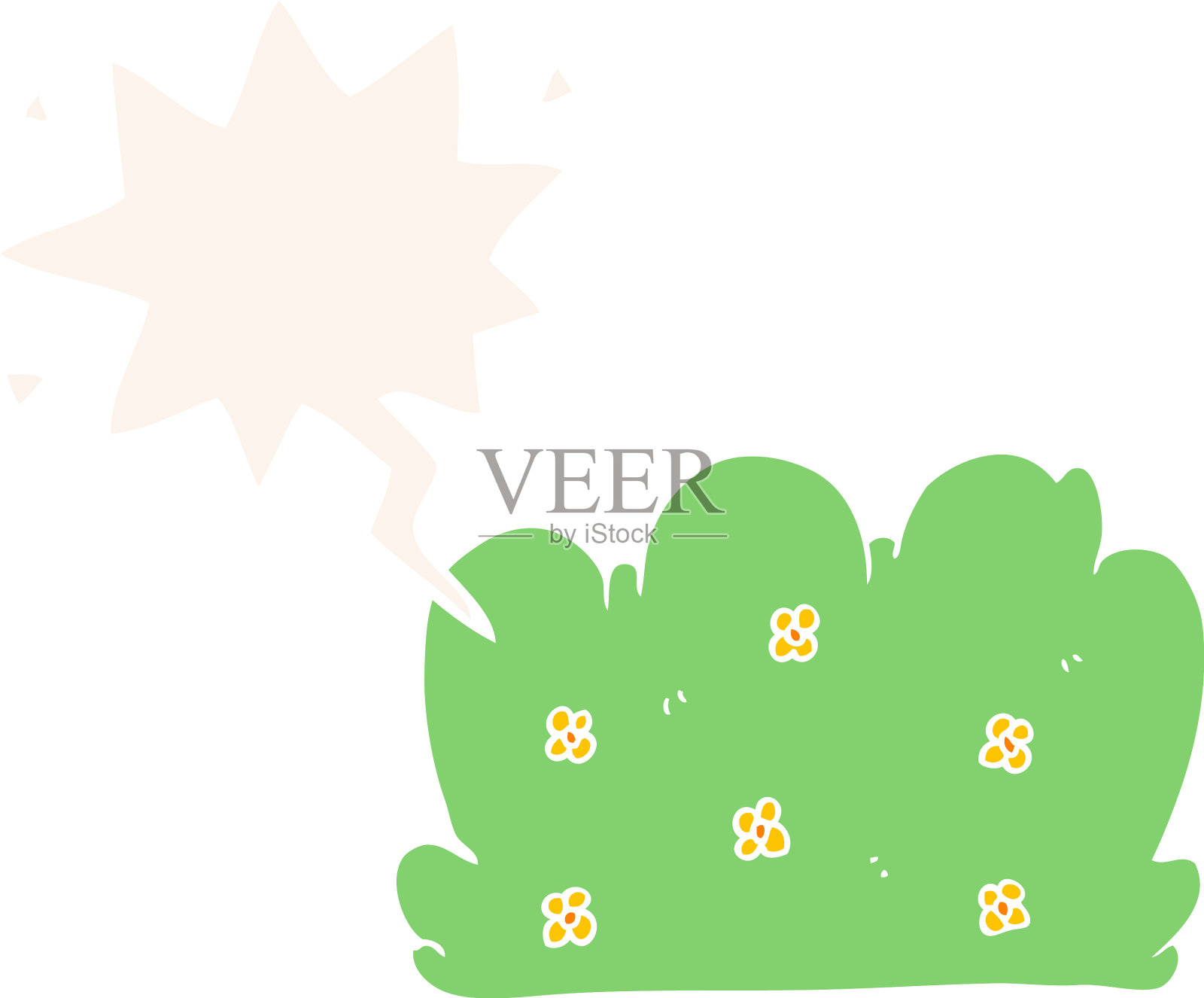 复古风格的卡通树篱和语音泡泡设计元素图片