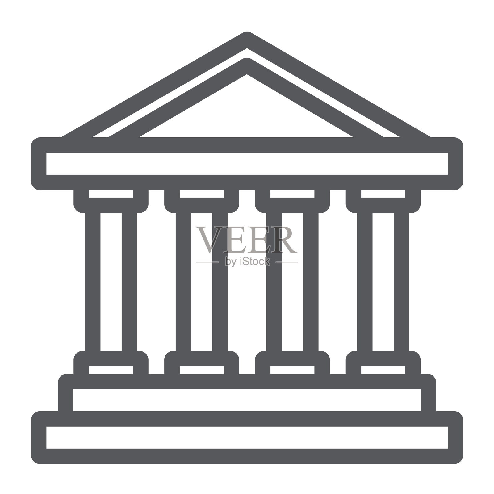 银行建筑线条图标建筑和立柱图标素材