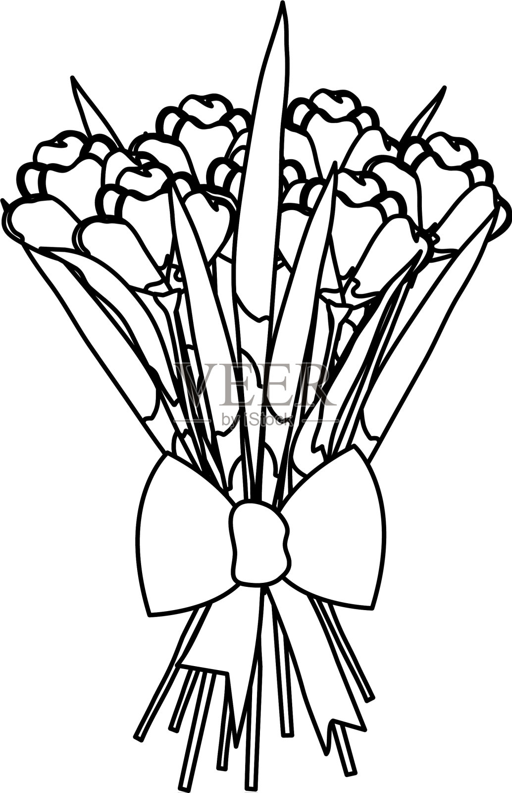 漂亮的玫瑰花束与领结设计元素图片