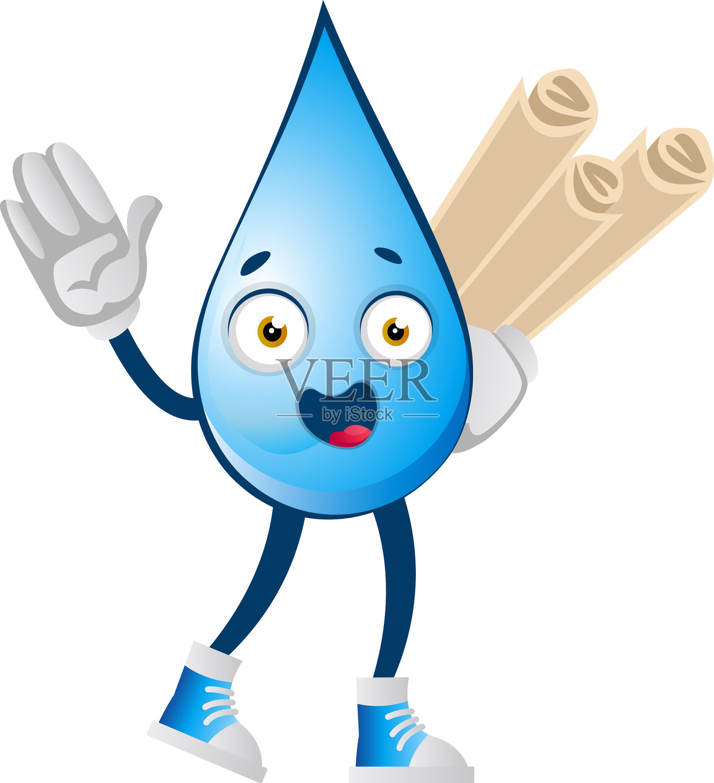 水滴与计划在白色的背景设计元素图片