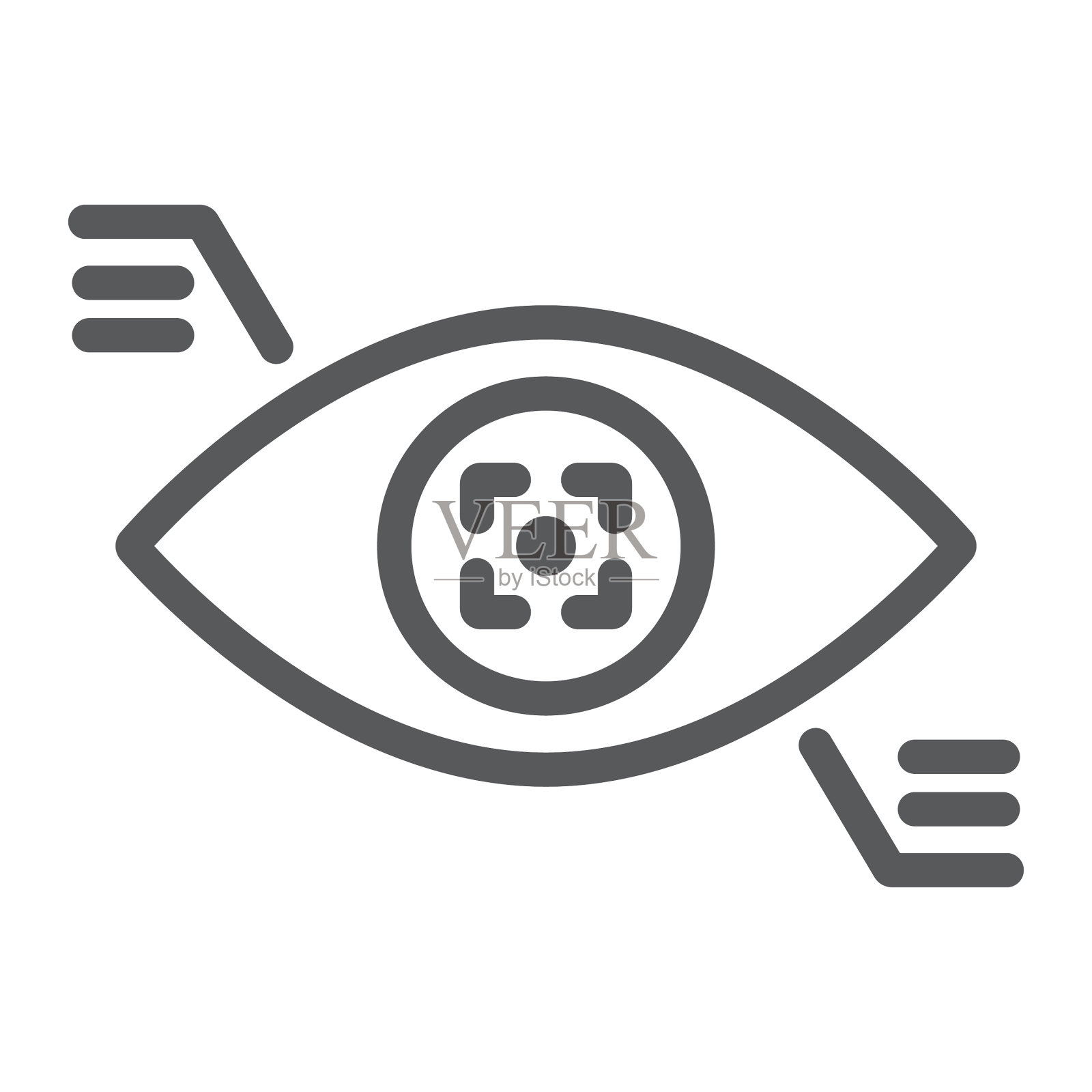 点击线条图标传感器和创新眼图标素材