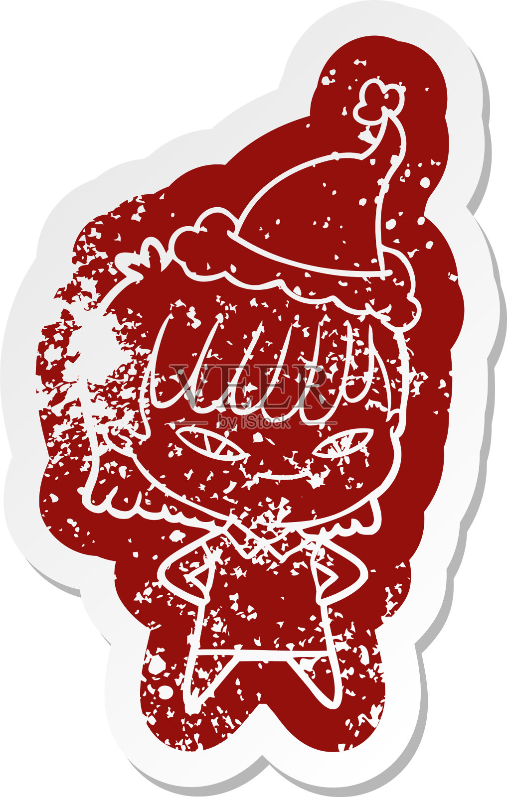 一个女人穿着的卡通苦恼贴纸设计元素图片