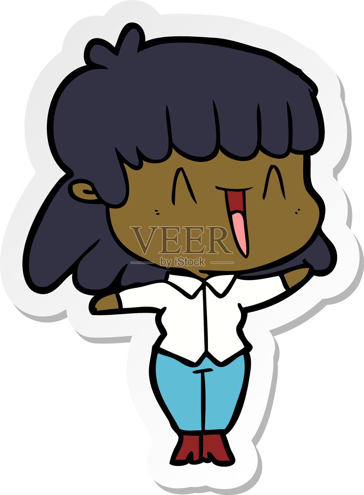 卡通女人的贴纸设计元素图片