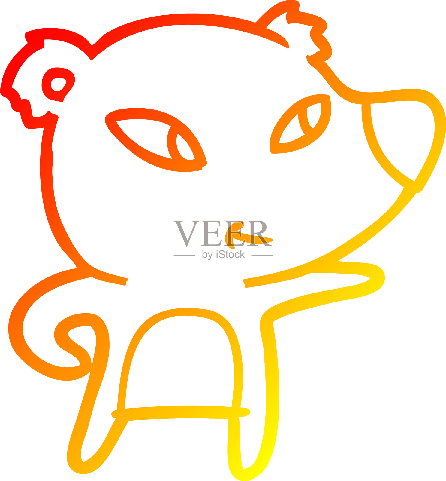 温暖的梯度线画可爱的卡通熊设计元素图片
