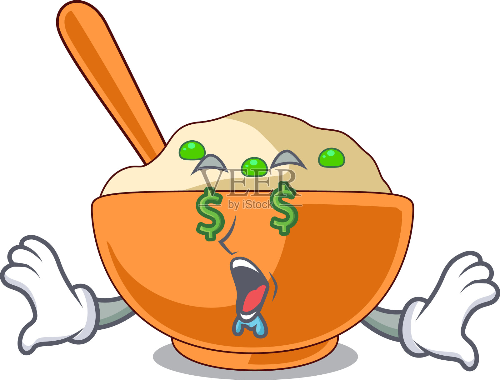 钱眼土豆泥上面的卡通盘设计元素图片