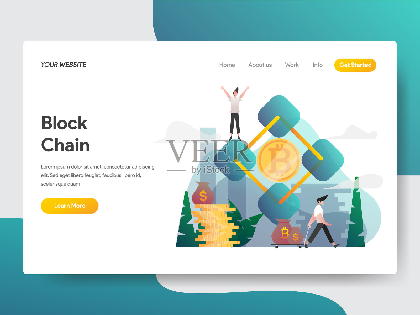 登陆页面模板区块链概念插画图片素材