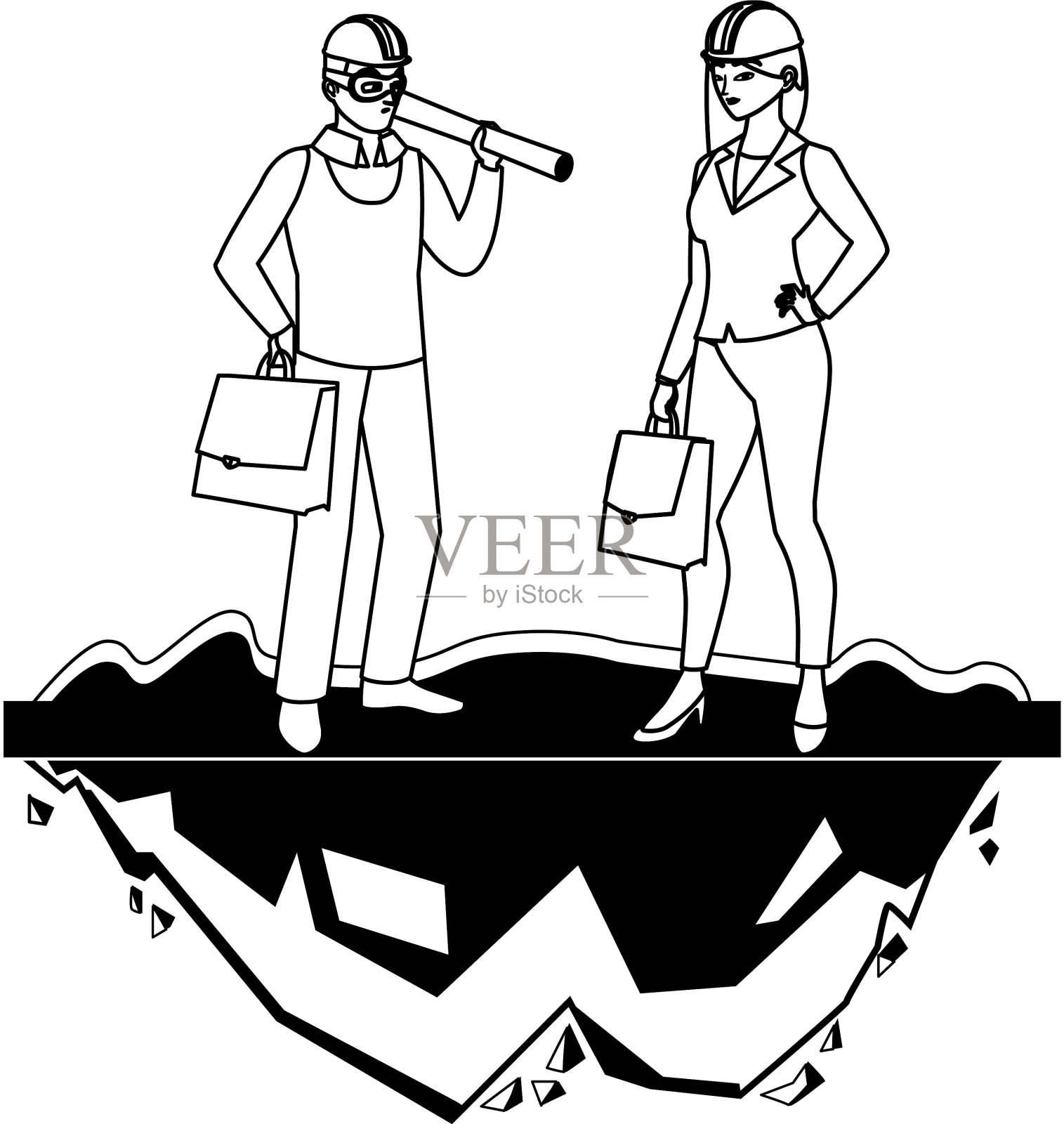 女建筑工人与建筑师设计元素图片