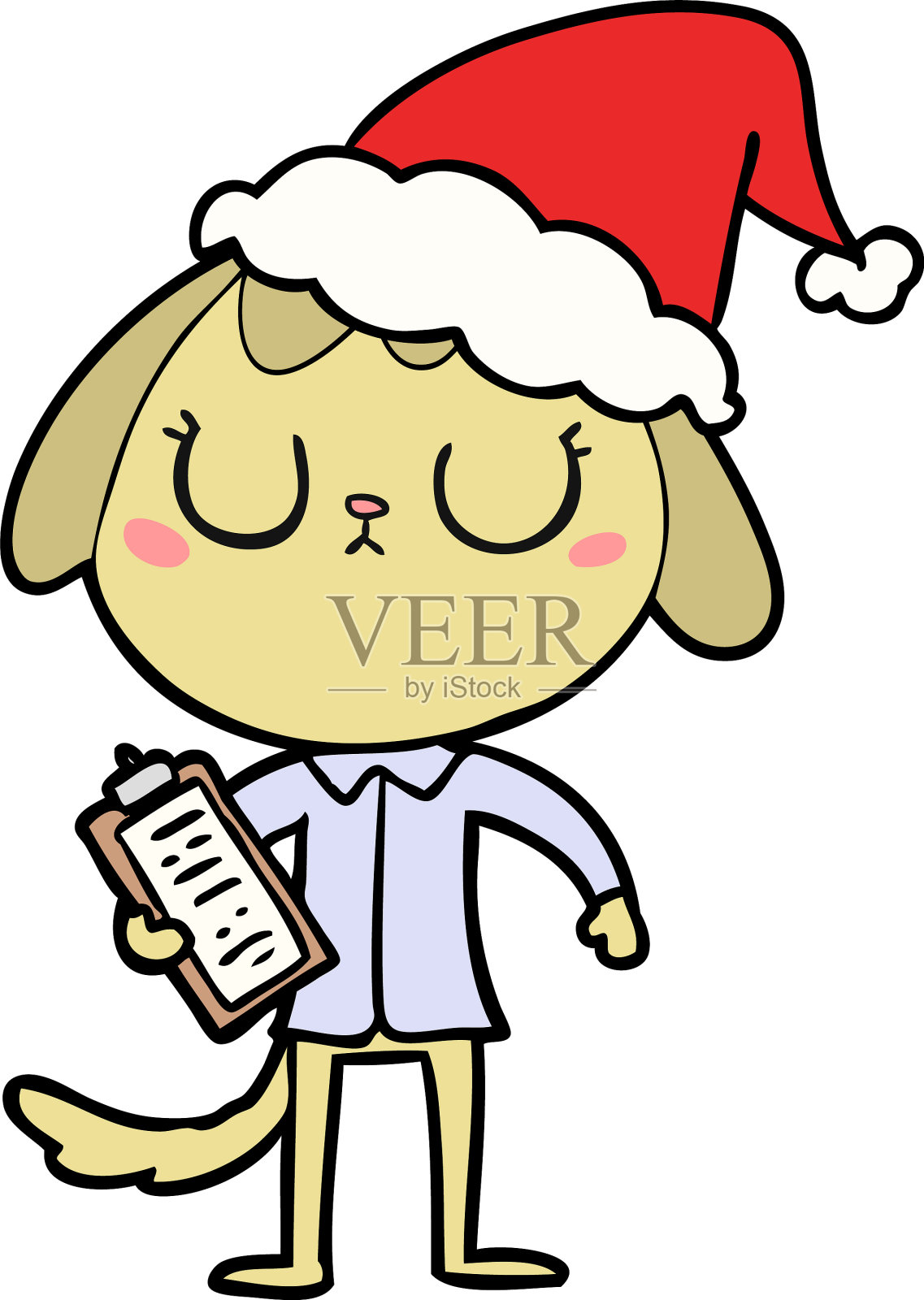 可爱的线条画一只穿着办公室衬衫的狗设计元素图片