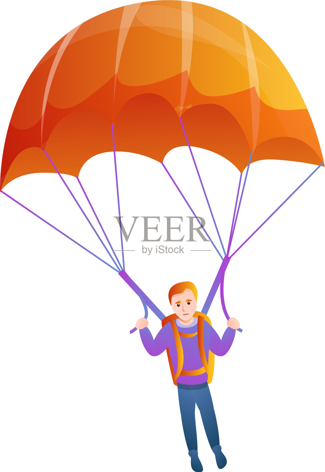 橙色降落伞图标卡通风格设计元素图片