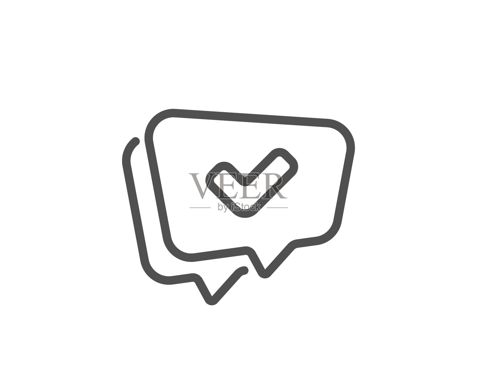 检查标记,线条图标,批准的符号,语音气泡图标素材