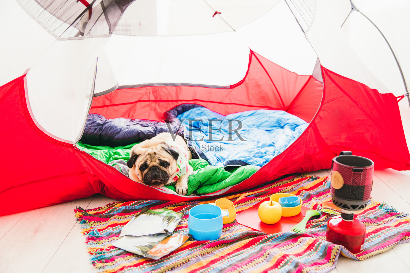 呆在家里——去户外露营吧!照片摄影图片