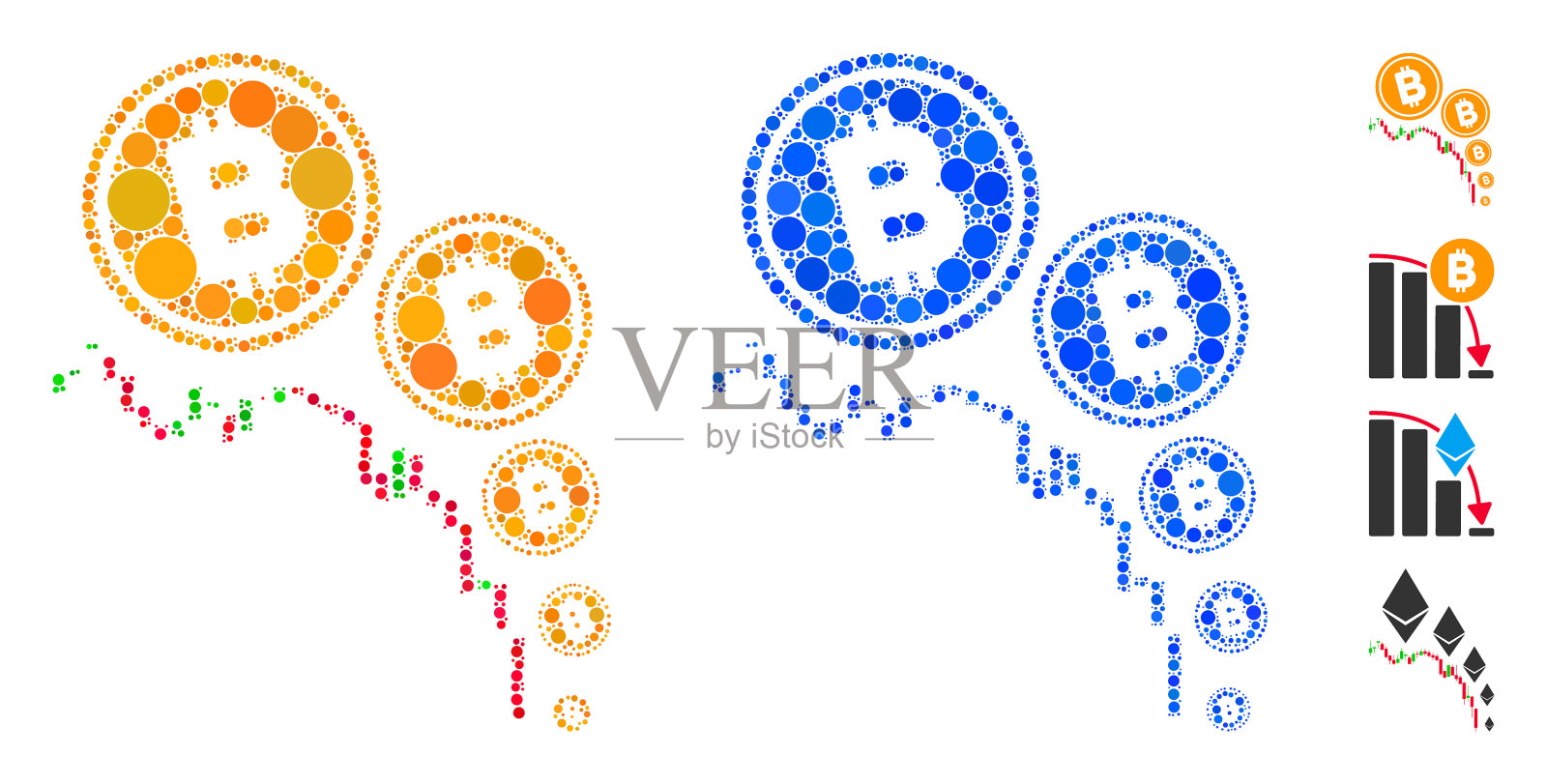 比特币通缩图表组成图标插画图片素材